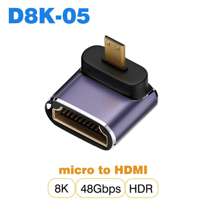 Ugrourd - Adaptador de Cable HDMI 2.1, Convertidor Mini/Micro HDMI a HDMI 2.1, 48Gbps, 8K 60Hz, 4K 120Hz para Proyector, HDTV, PS4, PS5, Ordenador Portátil y PC