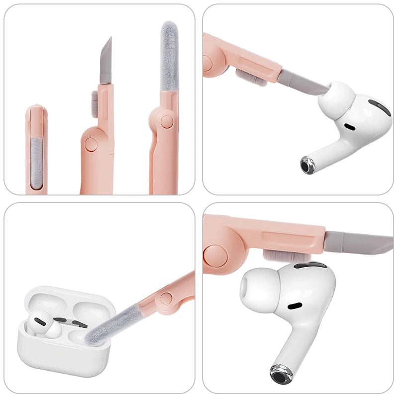 Kit de Cepillo de Limpieza de Teclado 7 en 1 - Bolígrafo de Limpieza de Auriculares para AirPods, Herramientas de Limpieza para iPhone, Kit de Limpieza de Ordenador y Extractor de Teclas