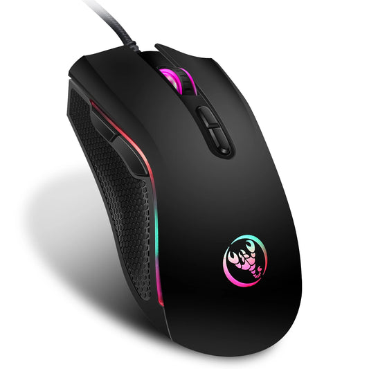 HXSJ A869 - Ratón Óptico Ergonómico RGB con Cable