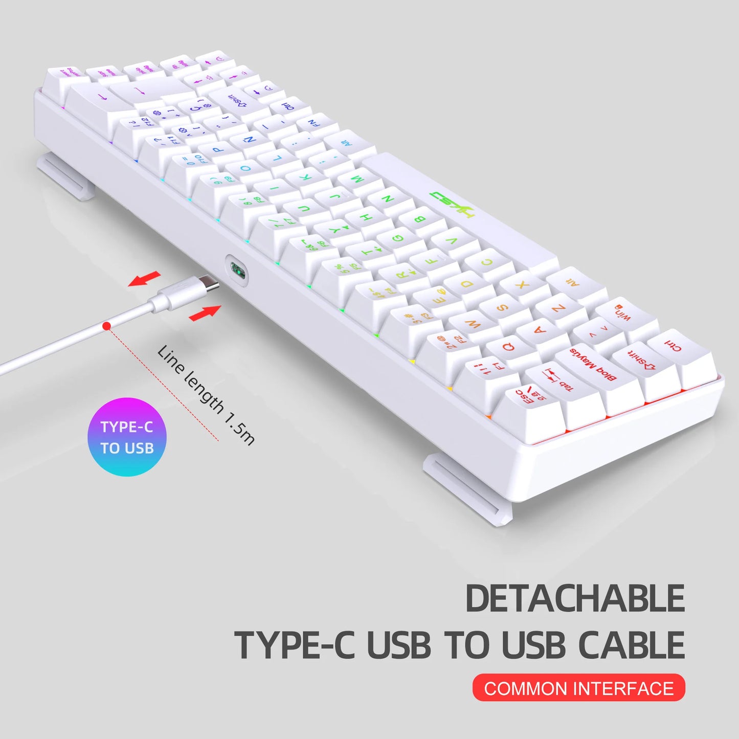 Teclado gaming RGB portátil con 68 teclas y conexión USB para PC y laptop (Español e Inglés)