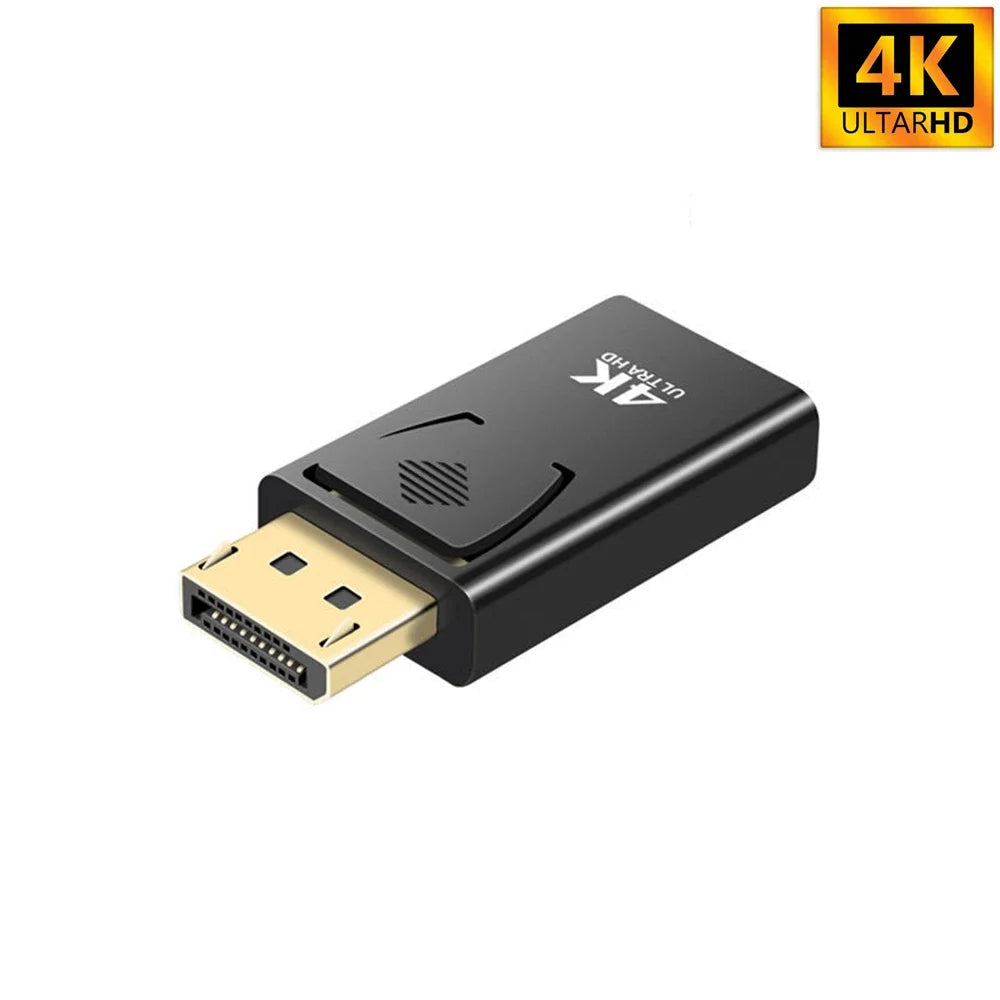 Convertidor DP a HDMI Macho a Hembra 4K - Adaptador Compatible con HDMI para PC, TV, Portátil y Proyector