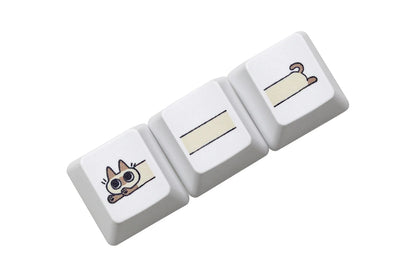 Teclas con Diseño de Gato Siamés para Teclados Mecánicos de Juegos - Teclas de Subcama para MX Stem, Color Blanco