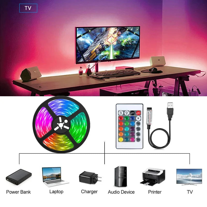 Tira LED RGB inteligente con control Bluetooth y música sync para decoración