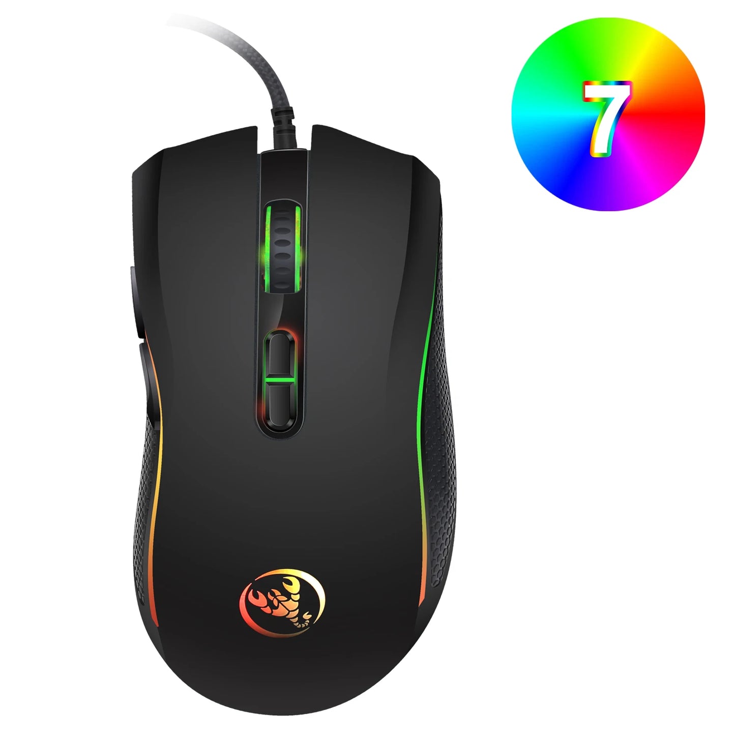 HXSJ A869 - Ratón Óptico Ergonómico RGB con Cable