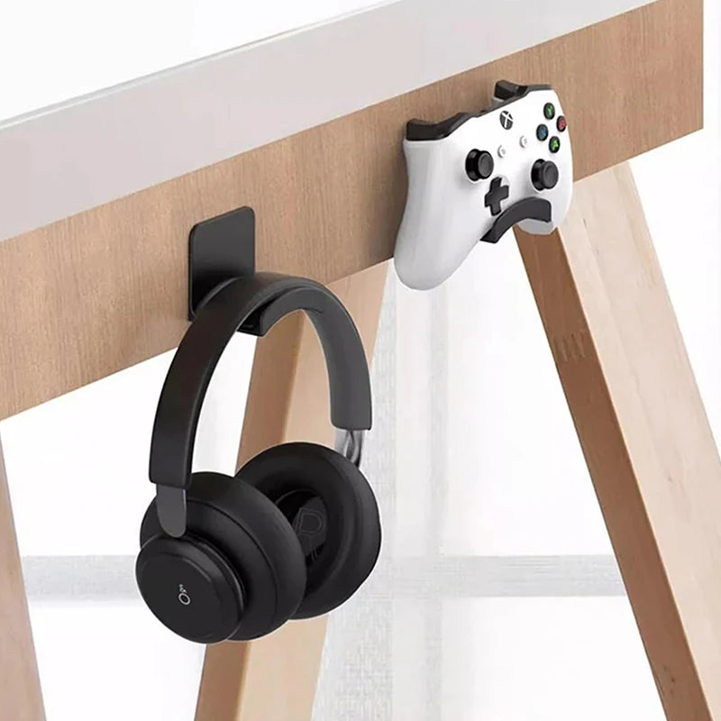 Soporte Universal para auriculares montado en la pared, soporte para controlador de juegos, estante de exhibición para auriculares debajo del escritorio, gancho para auriculares