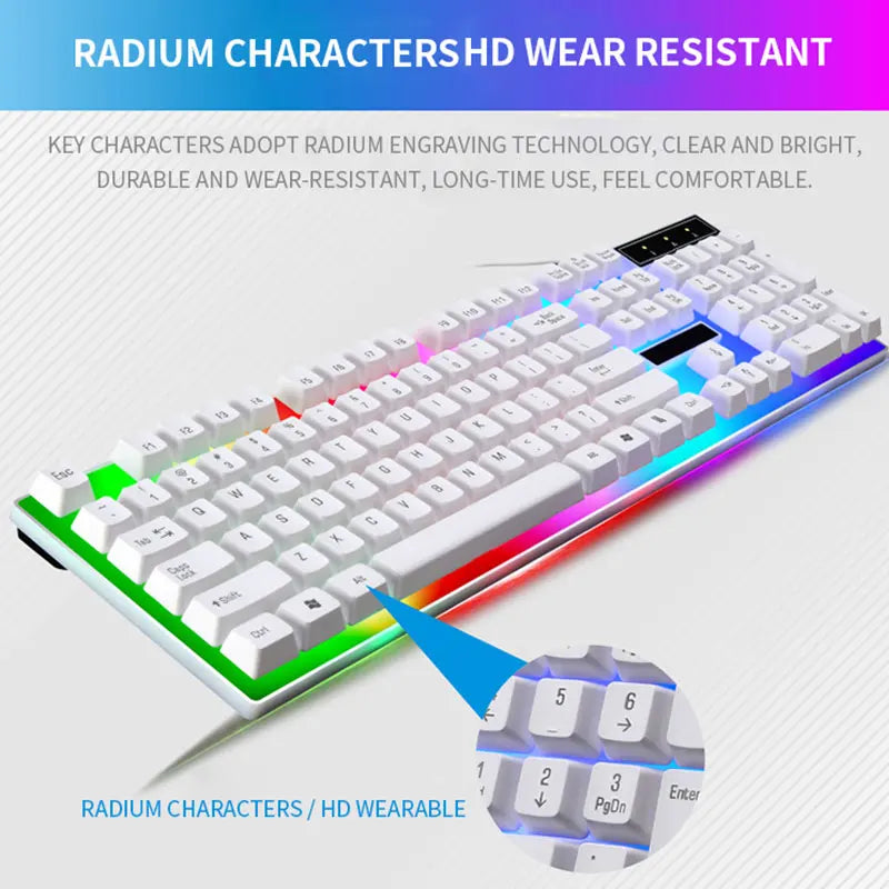 Juego Combinado de Teclado y Ratón para Gamer, LED RGB