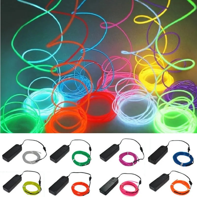 Cable de Neón Brillante para Fiestas, Decoración y Ambientes Festivos (1m, 3m, 5m)