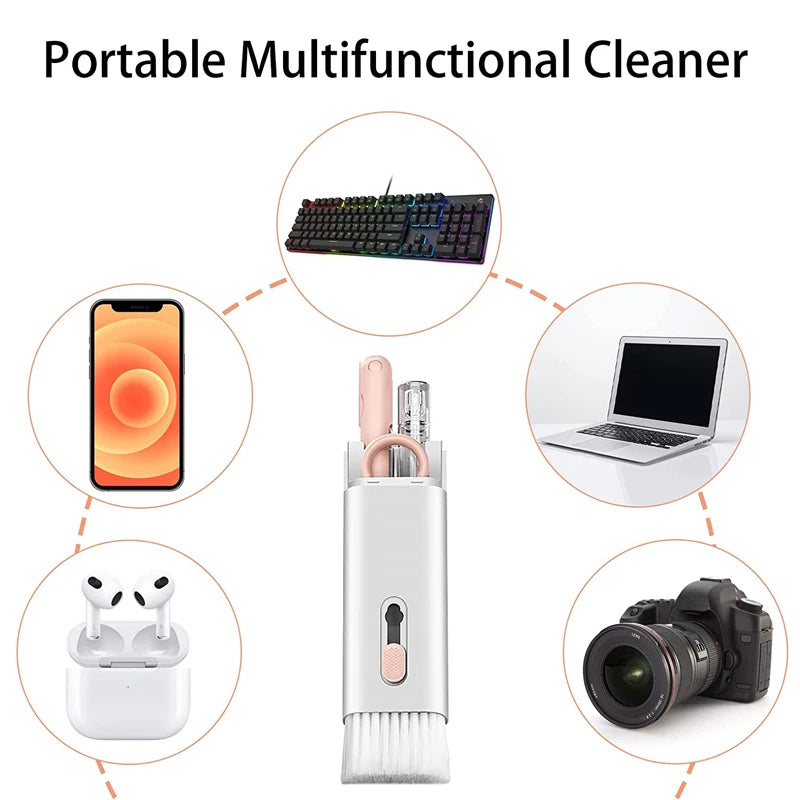 Kit de Cepillo de Limpieza de Teclado 7 en 1 - Bolígrafo de Limpieza de Auriculares para AirPods, Herramientas de Limpieza para iPhone, Kit de Limpieza de Ordenador y Extractor de Teclas