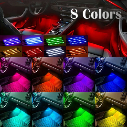 Tira de luces LED RGB para coche, Control por APP, Bluetooth, USB, 48 LEDs