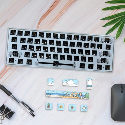 Teclas Personalizadas para Teclado Mecánico de Videojuegos - 8 Piezas, DIY, Animal Lindo, Tinte de 5 Lados, SUB 6.25U, Barra Espaciadora, Perfil Cherry/MDA