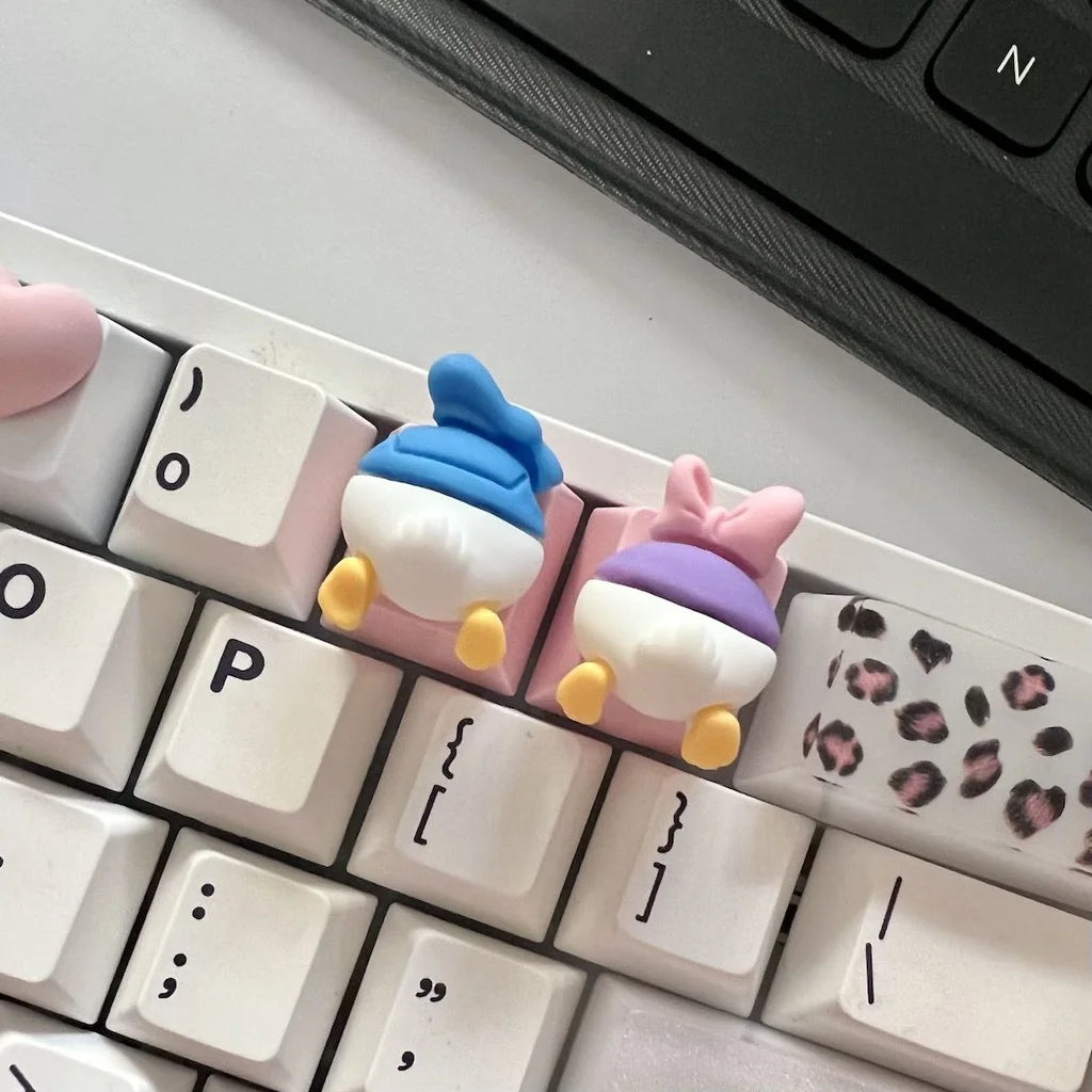 Teclas de Disney Hechas a Mano - Daisy Duck y Pato Donald para Teclado Mecánico de Dibujos Animados