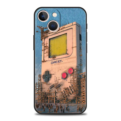 Funda de teléfono de lujo para Apple iPhone 11, 15, 14 Pro MAX, 12, 13, 7, 8 Plus, X, XR, XS, MAX, SE, Funda de silicona negra, Gameboy Boy Game