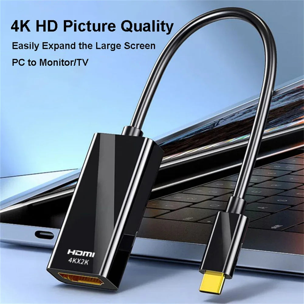 Cable USB Tipo C a HDMI, Adaptador HD 4K, para MacBook, Chromebook, Samsung, Xiaomi, 3.1