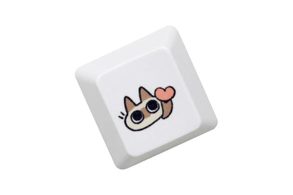 Teclas con Diseño de Gato Siamés para Teclados Mecánicos de Juegos - Teclas de Subcama para MX Stem, Color Blanco