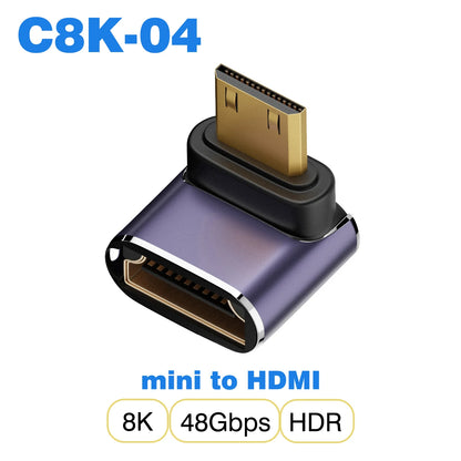 Ugrourd - Adaptador de Cable HDMI 2.1, Convertidor Mini/Micro HDMI a HDMI 2.1, 48Gbps, 8K 60Hz, 4K 120Hz para Proyector, HDTV, PS4, PS5, Ordenador Portátil y PC