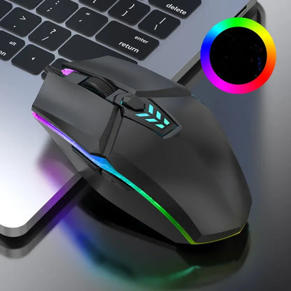 Ratón Óptico con Cable para Juegos - RGB Silencioso, 6 Botones, 1600 DPI