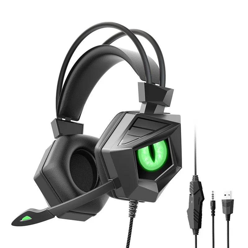 E-sport Auriculares con Diseño de Ojo de Águila: Luz LED, Cancelación de Ruido y Micrófono HD