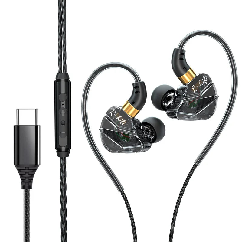 Auriculares S16 con Cable Tipo C - Auriculares Intrauditivos Plegables con Micrófono para Juegos