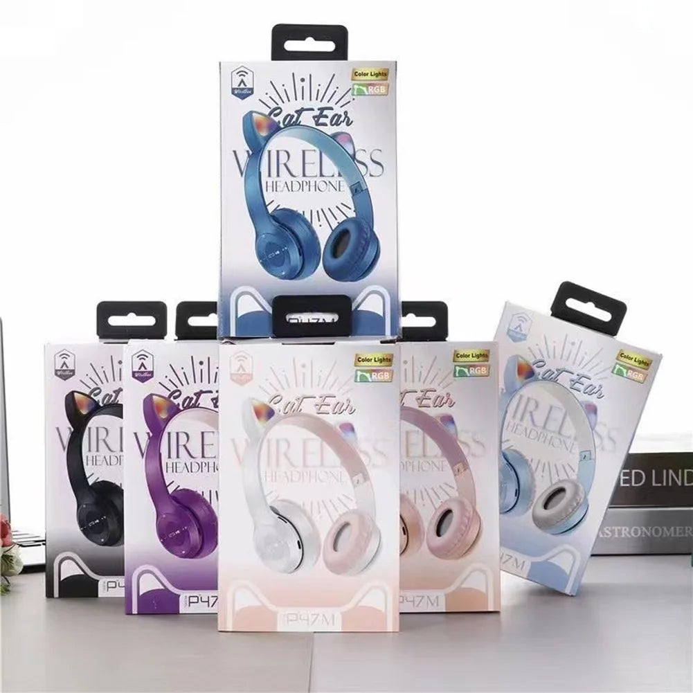 Auriculares Inalámbricos con Orejas de Gato: Luminosos y Perfectos para Niños y Niñas