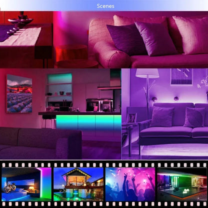 Tira LED RGB inteligente con control Bluetooth y música sync para decoración