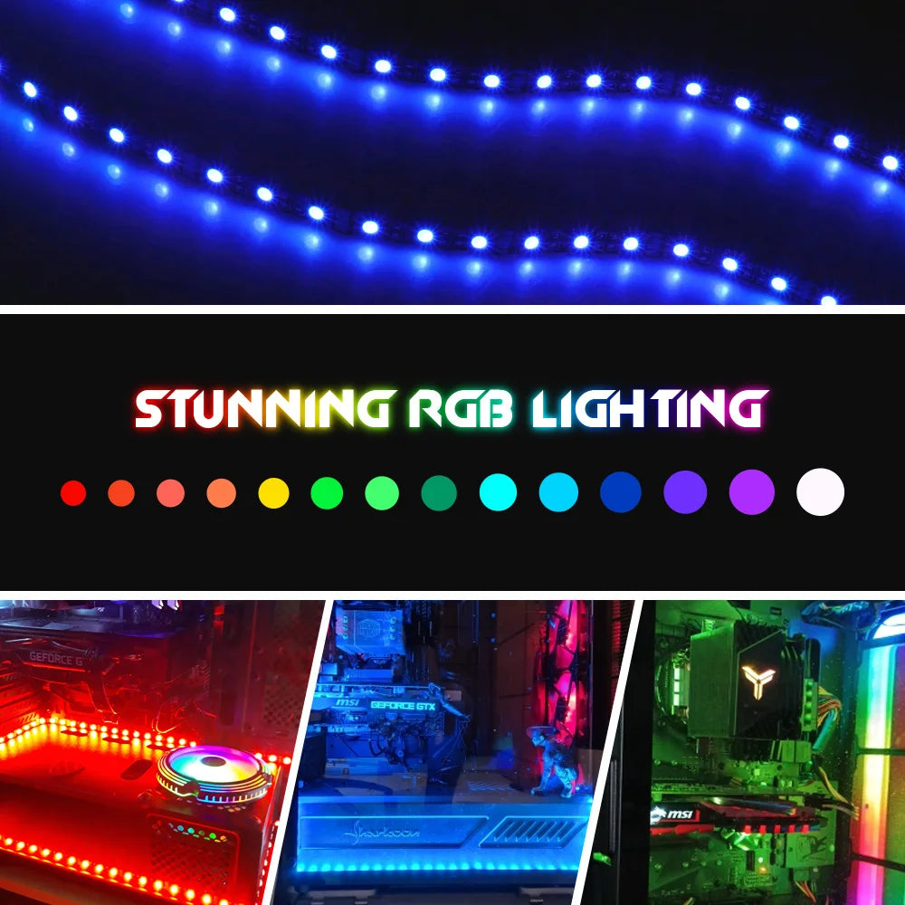 Tira LED RGB 12v 4 pines para PC gaming compatible con Aura Sync y MSI Mystic Light