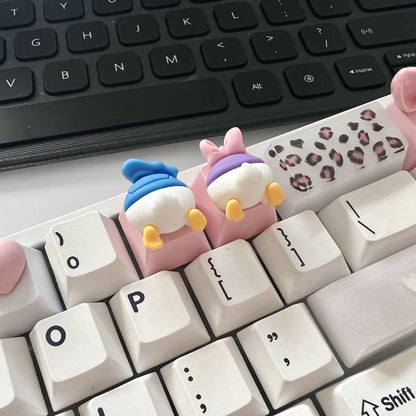 Teclas de Disney Hechas a Mano - Daisy Duck y Pato Donald para Teclado Mecánico de Dibujos Animados