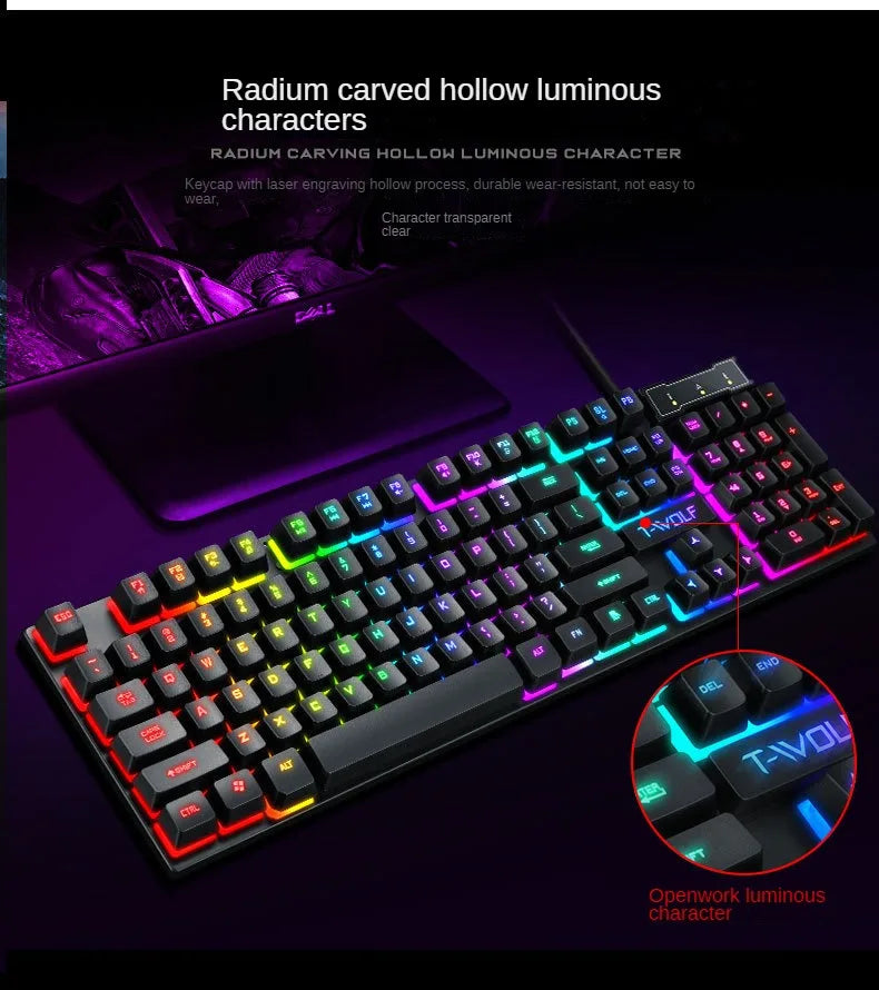 Teclado con cable y retroiluminación para pc y portátil (Español, inglés y ruso)