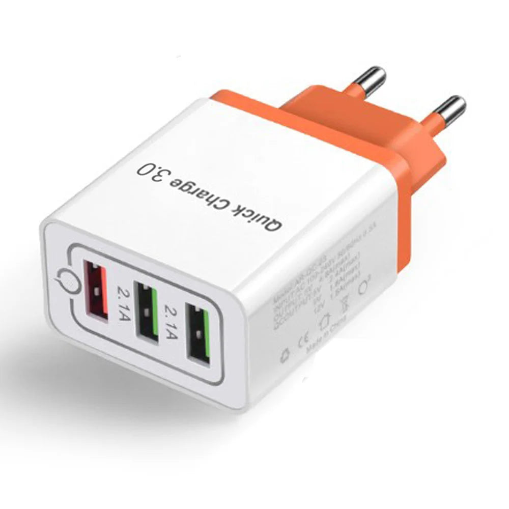 Cargador USB de Carga Rápida para Teléfono Móvil, Dispositivo de Carga de Pared QC 3.0 con 4 Puertos USB de 45W para iPhone 15, 14, Samsung, Xiaomi