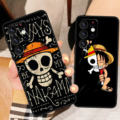 Funda negra de TPU One Piece con diseño de Luffy para Samsung Galaxy S24/S23/S22