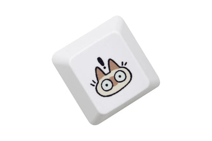 Teclas con Diseño de Gato Siamés para Teclados Mecánicos de Juegos - Teclas de Subcama para MX Stem, Color Blanco