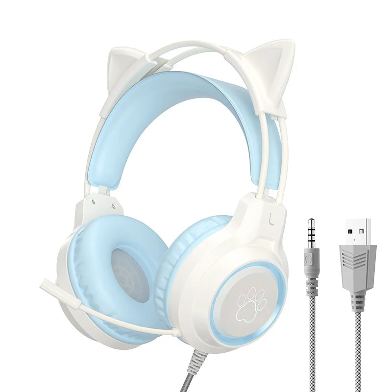 Auriculares para Juegos con Orejas de Gato: Sonido 3D, Micrófono con Reducción de Ruido y Diseño Cómodo