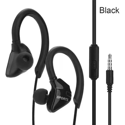 Auriculares Deportivos con Gancho para la Oreja, Cable de 3,5mm y 1,25m, Compatibles con iPhone, Samsung, MP3 y Smartphones, Diseño Intrauditivo