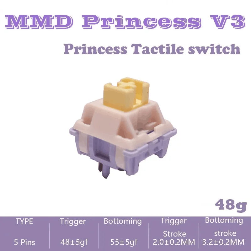 MMD Interruptor de Princesa V2/V3 – Teclado Mecánico de Sonido HIFI, Lubricado y Personalizable