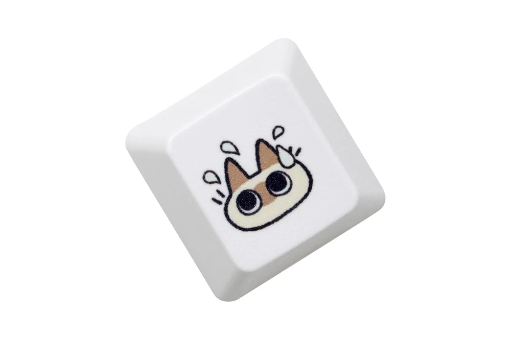 Teclas con Diseño de Gato Siamés para Teclados Mecánicos de Juegos - Teclas de Subcama para MX Stem, Color Blanco