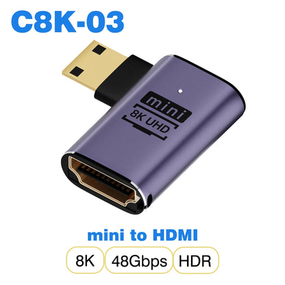 Ugrourd - Adaptador de Cable HDMI 2.1, Convertidor Mini/Micro HDMI a HDMI 2.1, 48Gbps, 8K 60Hz, 4K 120Hz para Proyector, HDTV, PS4, PS5, Ordenador Portátil y PC