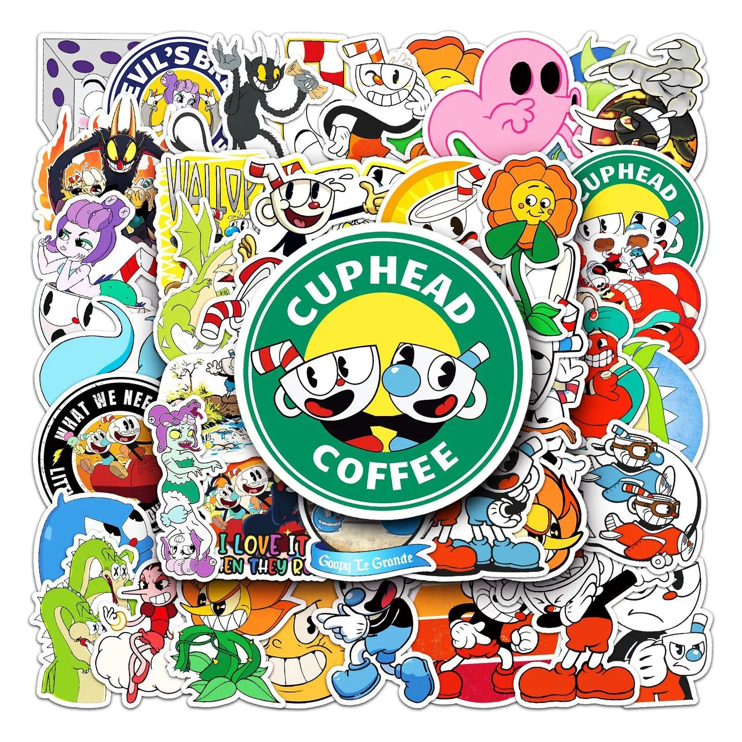 Pack de Pegatinas Retro de Graffiti de Cuphead (10/50 Piezas)