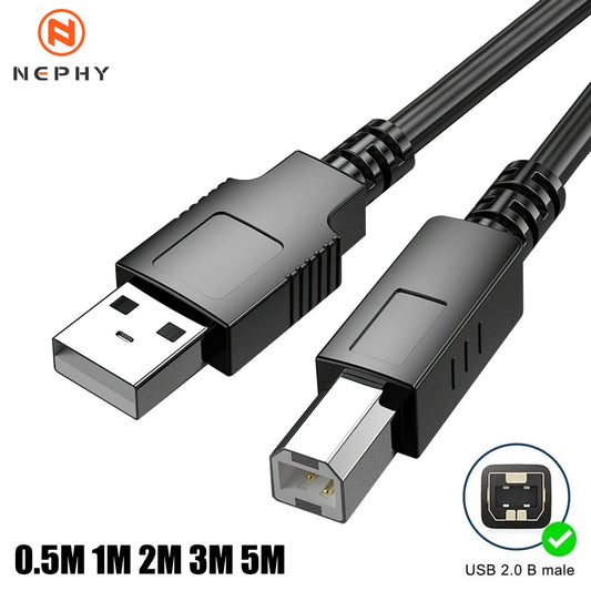 Cable USB A-B de Alta Velocidad para Impresora de Etiquetas Canon, Brother, HP, Epson, Samsung, Piano Electrónico Tipo B 2.0, Cable de Datos (50cm, 2m, 3m, 5m)