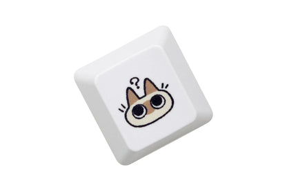 Teclas con Diseño de Gato Siamés para Teclados Mecánicos de Juegos - Teclas de Subcama para MX Stem, Color Blanco