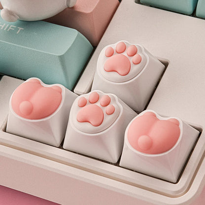 Teclas con Forma de Pata de Gato para Teclado Mecánico, Tapa de Silicona Suave Personalizada, Color Rosa Artesanal, Interruptor Cherry MX, 1 Unidad