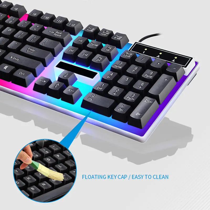 Juego Combinado de Teclado y Ratón para Gamer, LED RGB