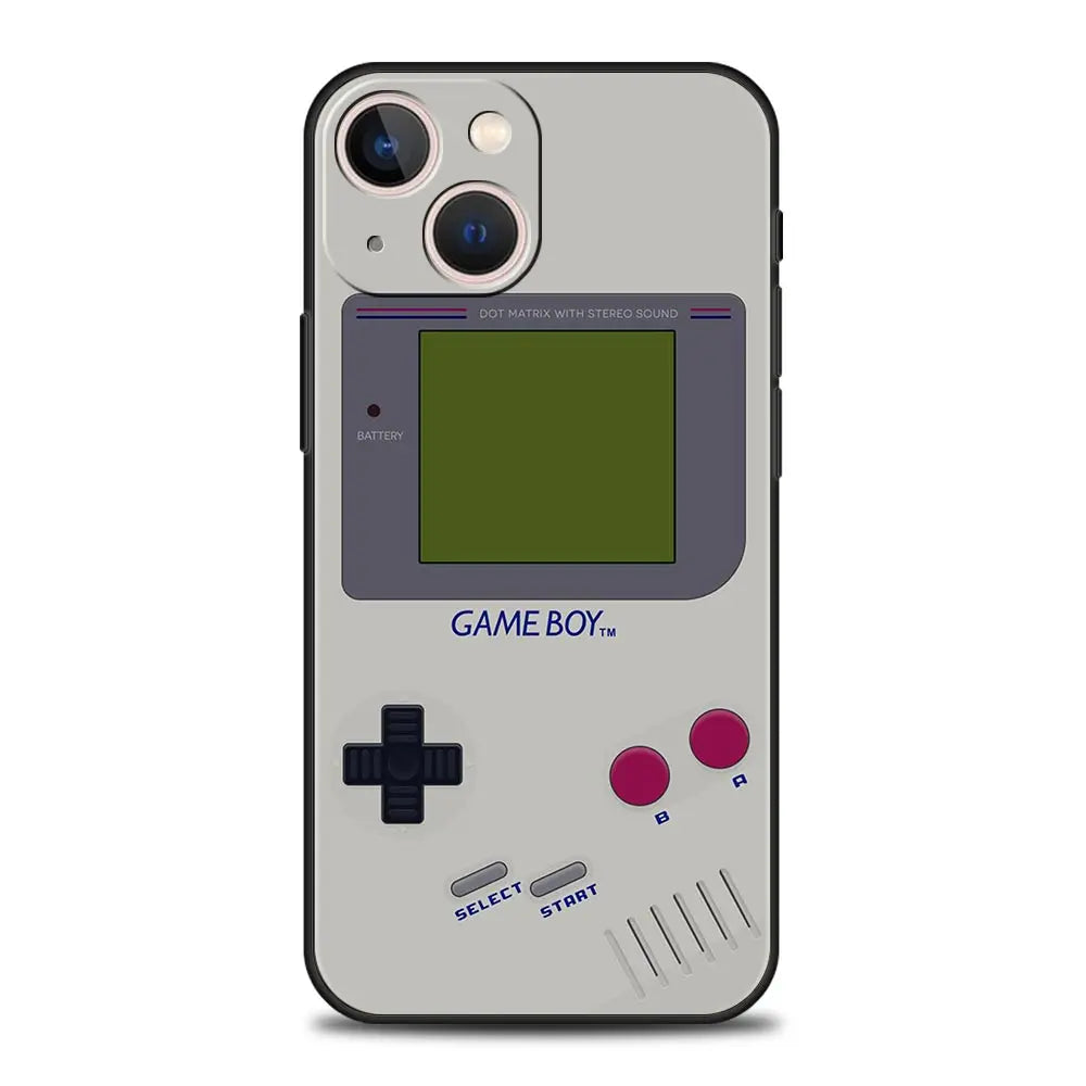 Funda de teléfono de lujo para Apple iPhone 11, 15, 14 Pro MAX, 12, 13, 7, 8 Plus, X, XR, XS, MAX, SE, Funda de silicona negra, Gameboy Boy Game