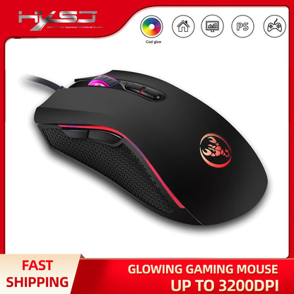 HXSJ A869 - Ratón Óptico Ergonómico RGB con Cable