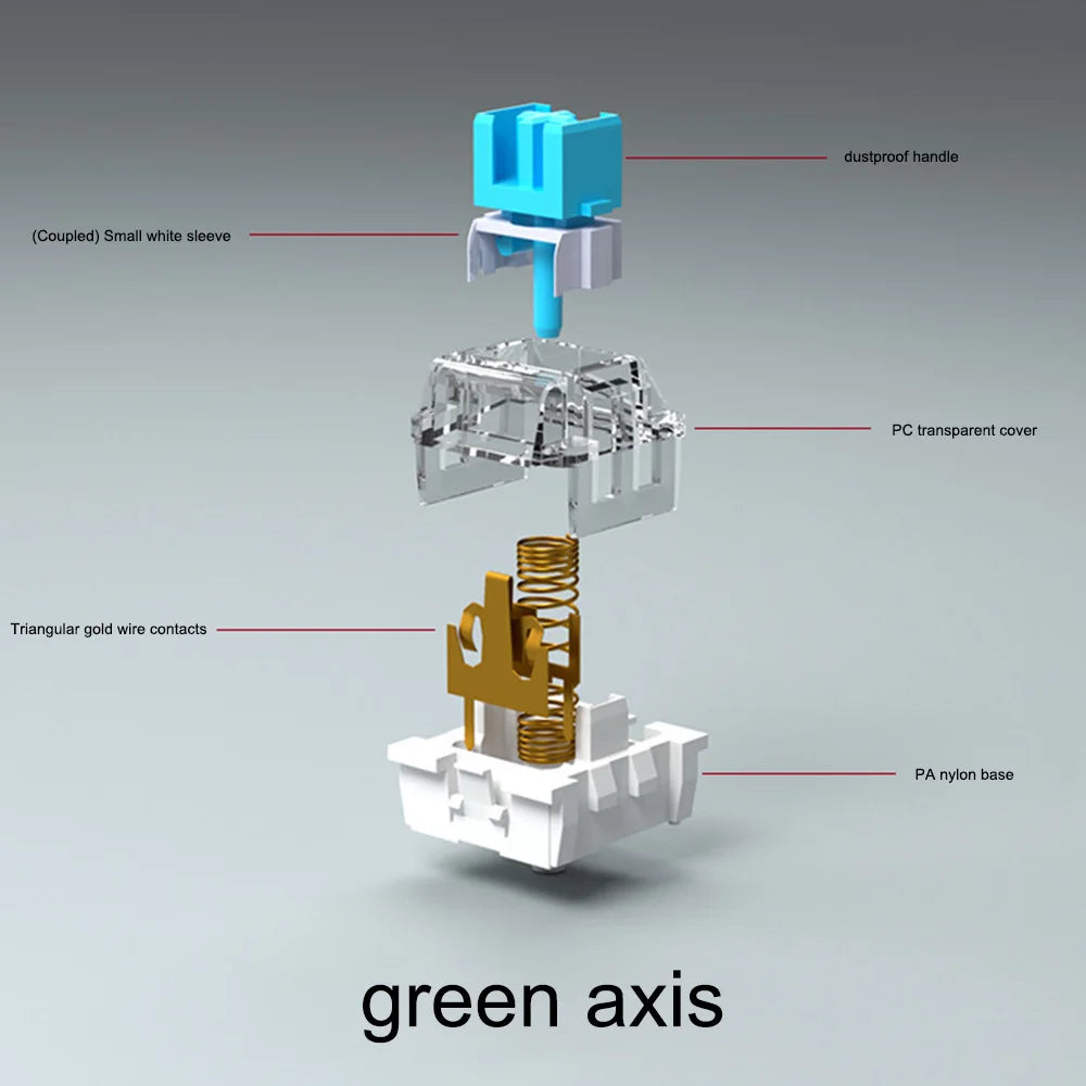 Interruptor de 3 Pines para Teclado Mecánico, A prueba de Polvo, Compatible con MX Switch, Ejes Rojo, Marrón, Negro y Azul