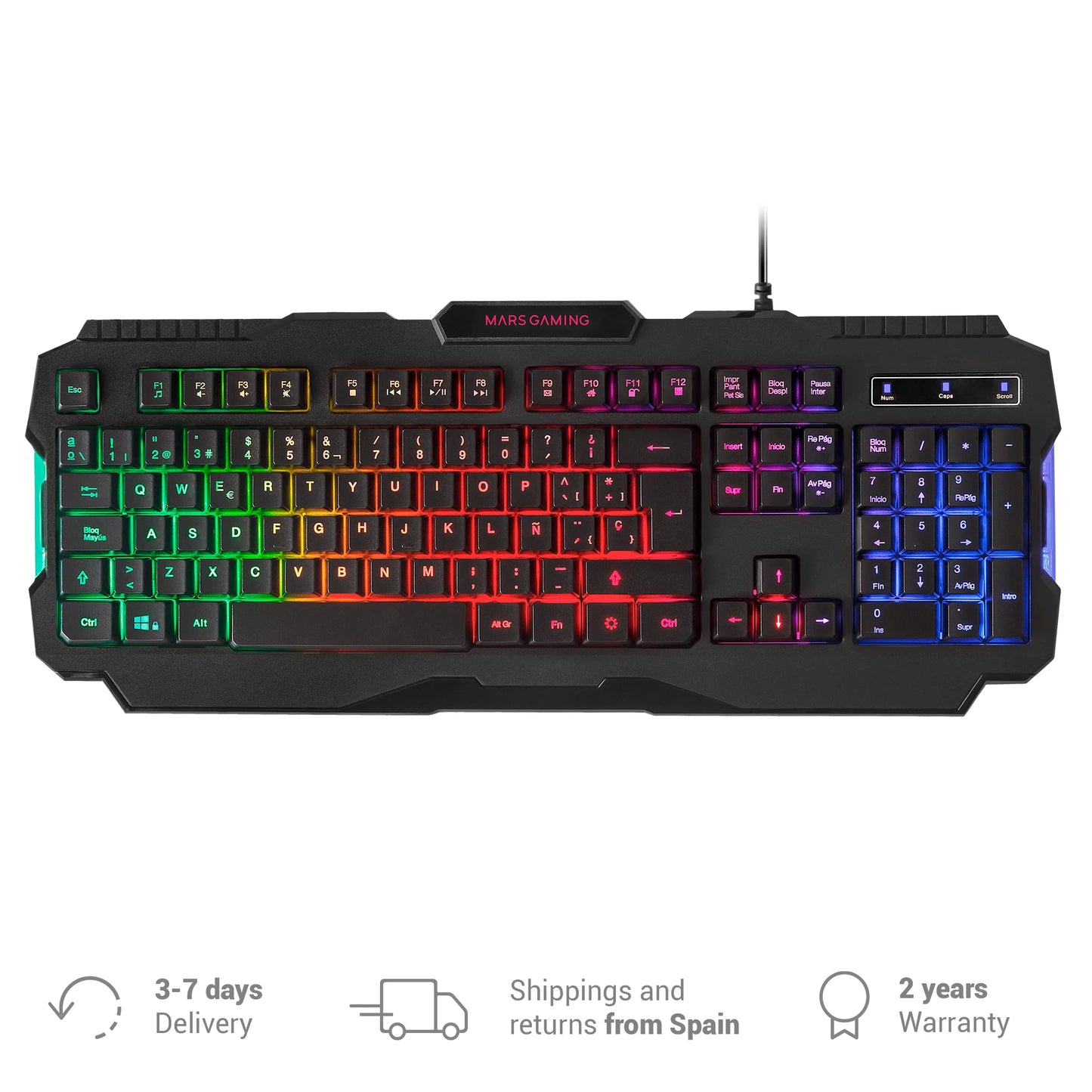 Teclado Mars gaming MRK0 RGB rainbow antighosting para gaming