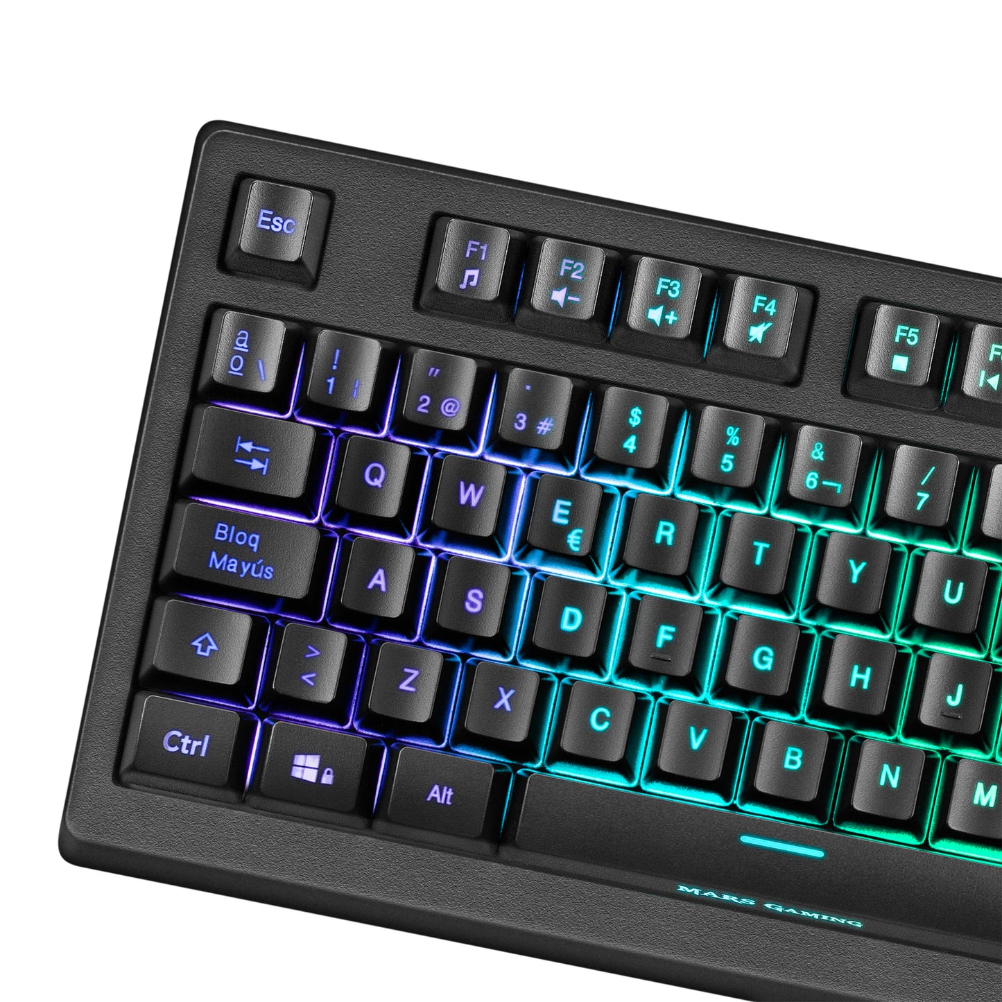 Teclado Mars gaming Mkrevo TKL RGB con pad numérico y conexión USB