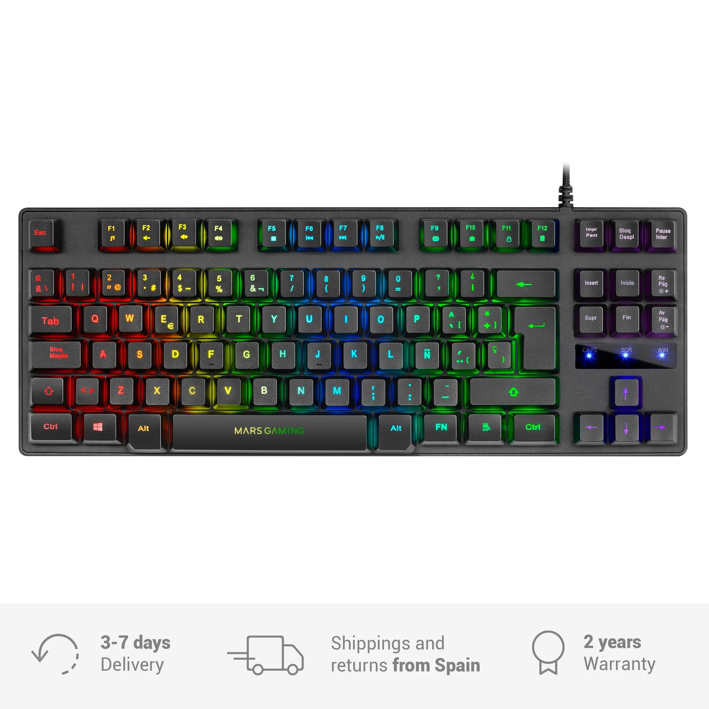 Teclado gaming TKL h-mech con iluminación RGB y antighosting