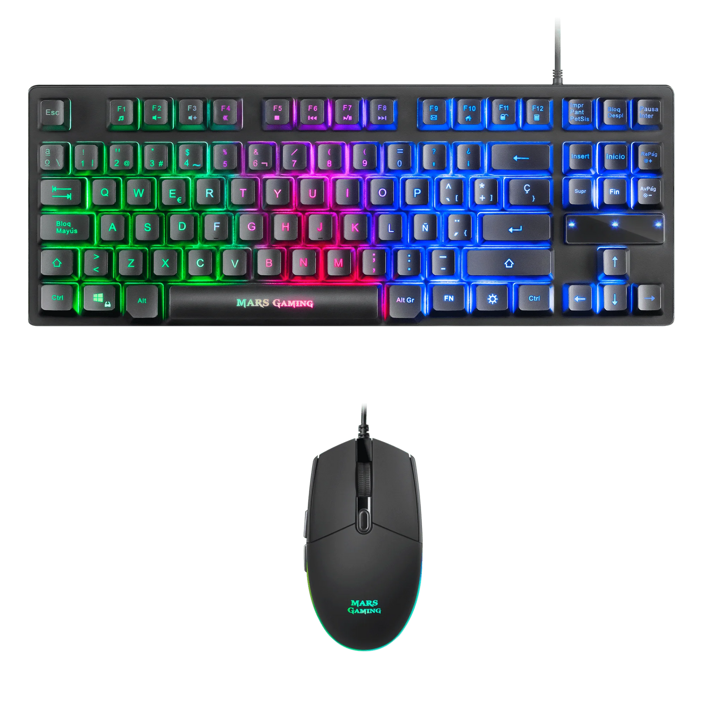 Pack teclado y ratón | Mars gaming MCPTKL TKL RGB teclado h-mech y ratón óptico ligero