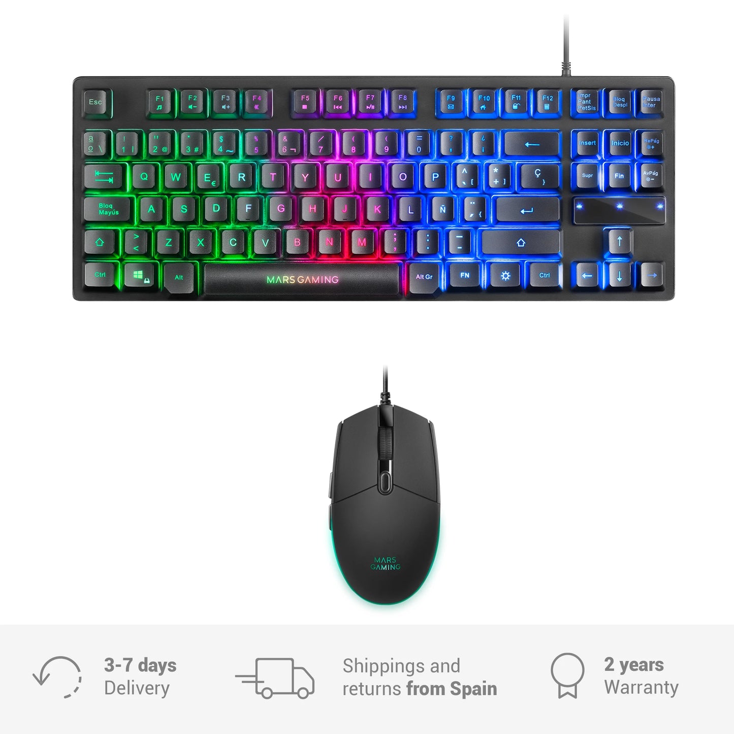 Pack teclado y ratón | Mars gaming MCPTKL TKL RGB teclado h-mech y ratón óptico ligero